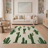 Whimsical Green Cactus Pattern Area Rug