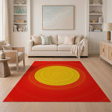 Radiant Sunburst Red Geometric Area Rug