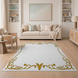 Gold and Silver Ornate Gold Floral Baroque Area Rug