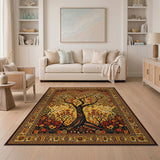 Tree of Life Persian Area Rug in Gold Floral Motif