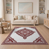 Red Mandala Traditional Persian Area Rug