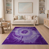 Purple Tie-Dye Swirl Boho Area Rug
