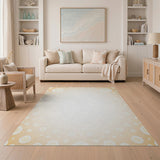 Beige Glowing Circles Geometric Area Rug