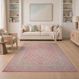 Pink Blush Pink Traditional Persian Area Rug