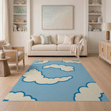 Dreamy Cartoon Clouds Blue Area Rug