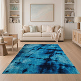 Blue Tie-Dye Shag Area Rug