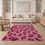 Boho Chic Hot Pink Leopard Print Tufted Area Rug