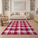 Distressed Red Plaid Area Rug