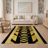 Luxury Black Gold Tiger Stripe Area Rug