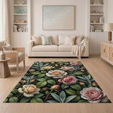 Blush Rose Garden Floral Area Rug