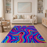Vibrant Wavy Abstract Multi-Color Area Rug