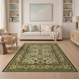 Green Ivory Floral Traditional Persian Area Rug