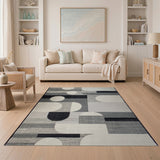 Bold Geometric Black White Abstract Area Rug