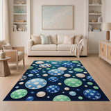 Playful Blue Bubble Polka Dot Area Rug