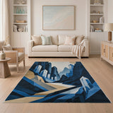 Crystal Peaks Mountain Valley Blue Rug