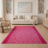 Boho Chic Vibrant Pink Leopard Print Area Rug
