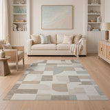 Abstract Geometric Beige Neutral Geometric Modern Area Rug