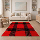 Plaid Bold Red Black Buffalo Plaid Area Rug
