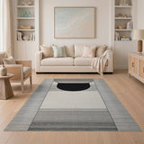 Modern Semicircle Geometric Black White Area Rug