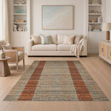 Grey Distressed Vintage Striped Area Rug