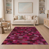 Geometric Modern Vibrant Pink Geometric Block Area Rug