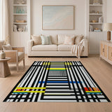 Multi-color and Patterns Bold Multi-Color Geometric Grid Area Rug