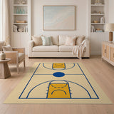 Geometric Basketball Court Line Art Rug