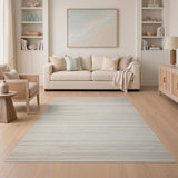 Abstract Area Beige Tonal Horizontal Stripe Area Rug