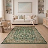 Emerald Green Emerald Green Persian Floral Medallion Rug