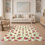 Rose Pink Rose Floral Vintage Area Rug
