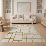 Geometric Modern Gold Geometric Lattice Area Rug