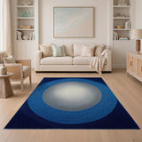 Blue Spiral Vortex Geometric Area Rug
