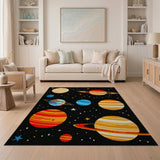 Solar System Planets Stars Kids Cartoon Rug