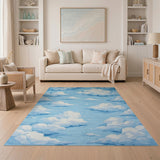 Dreamy Pixel Clouds Blue Area Rug