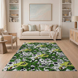 Surreal Yellow Birds Green Foliage Area Rug