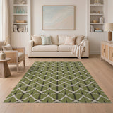 Green Geometric Modern Emerald Green Geometric Lattice Area Rug