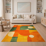 Orange Bold Orange Geometric Area Rug