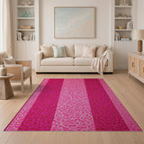 Vibrant Pink Leopard Stripe Area Rug