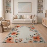 Pink Floral Border Area Rug