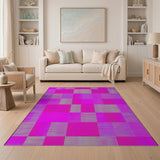 Pink Vibrant Pink Geometric Patchwork Area Rug