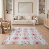 Whimsical Pink Flowers Butterflies Area Rug