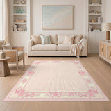 Pink Bow Gingham Washable Area Rug