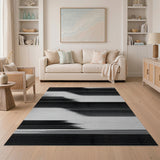 Op Art Black White Halftone Wave Rug