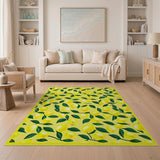 Sunny Lemon Grove Fruit Pattern Yellow Rug