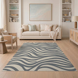 Wavy Grey Zebra Stripe Area Rug