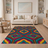 Vibrant Teal Geometric Area Rug