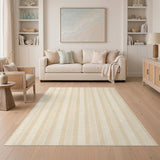 Geometric Modern Beige and Neutral Beige Vertical Stripe Area Rug
