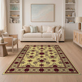 ODIKA Beige Persian Floral Medallion Rug