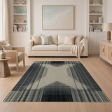 Black White Geometric Crosshatch Area Rug