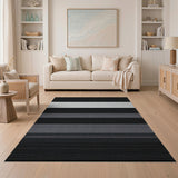 Black and White Modern Black White Striped Area Rug